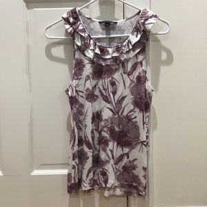 Banana Republic Purple Floral Sleeveless Blouse
